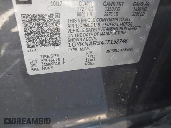 ✅ 2018 Cadillac XT5 FWD • VIN: 1GYKNARS4JZ152746 • Lot: 42578403. Listed on IAAI with Not provided. Free auction sales archive from the USA and detailed vehicle history report at DreamBid. Image 9.