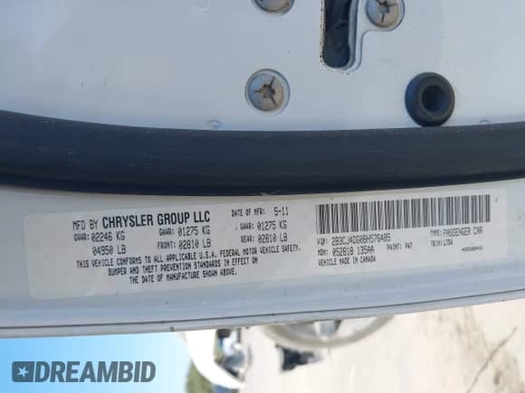 2011 Dodge Challenger with VIN 2B3CJ4DG0BH576485, listed as a IAAI auction lot 43129181 with 155,476 mi miles and . Bid and sale history available at DreamBid. Image 9.