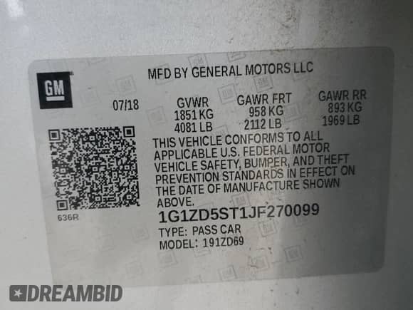 2018 Chevrolet Malibu LT z VIN 1G1ZD5ST1JF270099, wystawiony jako Copart lot #71851355 z przebiegiem 110 344 mil mil oraz Szkoda całkowita • Salvage title. Historia ofert i sprzedaży dostępna na DreamBid. Obrazek 12.