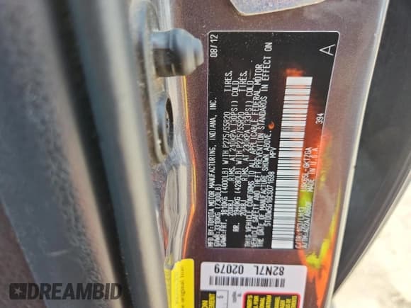 ✅ 2012 Toyota Sequoia Platinum • VIN: 5TDDW5G16CS071698 • Lot: 59729575. Listed on Copart with 215,512 mi. Free auction sales archive from the USA and detailed vehicle history report at DreamBid. Image 14.