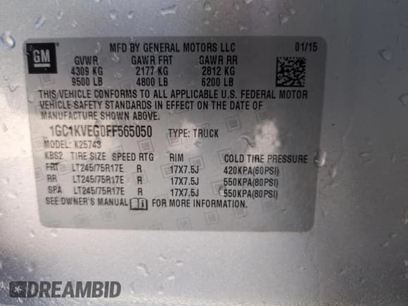✅ 2015 Chevrolet Silverado 2500HD LT • VIN: 1GC1KVEG0FF565050 • Lot: 53177405. Wystawiony na Copart z przebiegiem 212 686 mil. Bezpłatny archiwum sprzedaży aukcyjnych z USA i szczegółowy raport historii pojazdu na DreamBid. Zdjęcie 12.