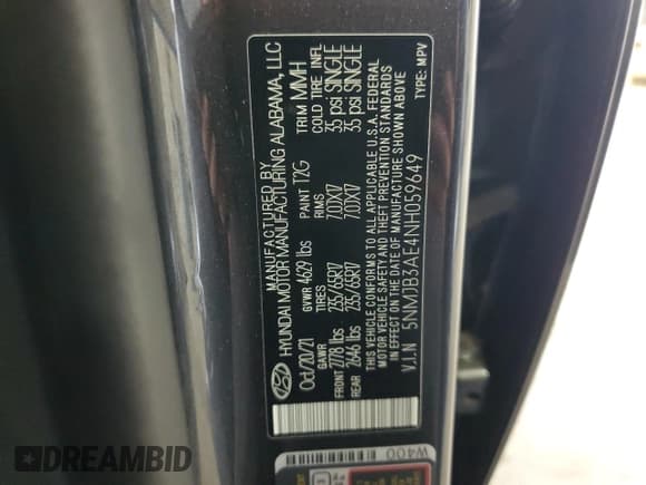 ✅ 2022 Hyundai Tucson SEL • VIN: 5NMJB3AE4NH059649 • Lot: 72442654. Wystawiony na Copart z przebiegiem 39 150 mil. Bezpłatny archiwum sprzedaży aukcyjnych z USA i szczegółowy raport historii pojazdu na DreamBid. Zdjęcie 13.