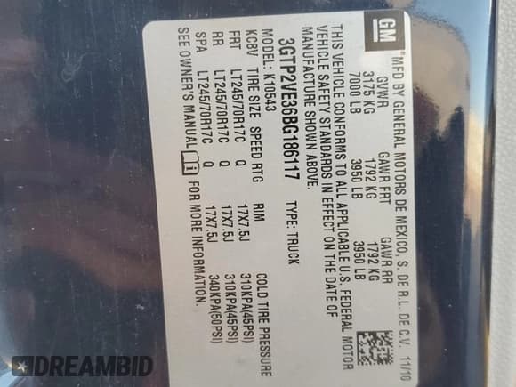 ✅ 2011 GMC Sierra 1500 SLE • VIN: 3GTP2VE36BG186117 • Lot: 90327605. Listed on Copart with 263,345 mi. Free auction sales archive from the USA and detailed vehicle history report at DreamBid. Image 12.