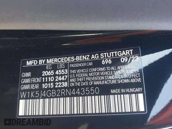 2024 Mercedes-Benz CLA 250 с VIN W1K5J4GB2RN443550, выставлен на аукционе Copart как лот 50379505 с пробегом 8 907 миль миль и Списание • Salvage title. История ставок и продаж доступна на DreamBid. Изображение 14.