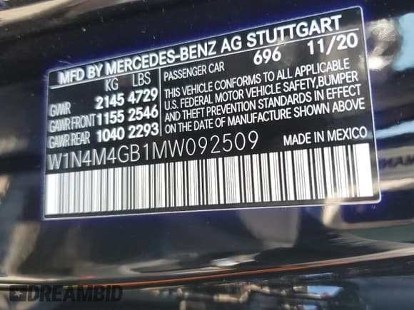 ✅ 2021 Mercedes-Benz GLB 250 • VIN: W1N4M4GB1MW092509 • Lot: 47016463. Wystawiony na Copart z przebiegiem 15 309 mil. Bezpłatny archiwum sprzedaży aukcyjnych z USA i szczegółowy raport historii pojazdu na DreamBid. Zdjęcie 15.