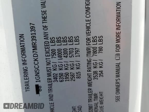 ✅ 2021 Chevrolet Suburban LT • VIN: 1GNSCCKD7MR391397 • Лот: 63410805. Опубликован ранее на Copart с пробегом 139 622 миль. Бесплатный доступ к архиву аукционных продаж из США и подробный отчёт об истории автомобиля на DreamBid. Изображение 14.