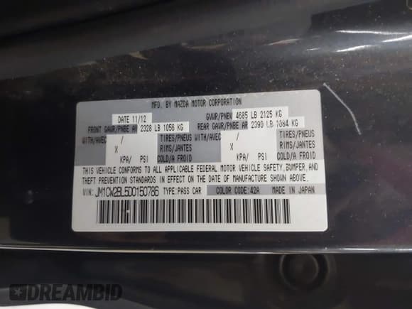 ✅ 2013 Mazda 5 Sport • VIN: JM1CW2BL5D0150786 • Lot: 43808039. Listed on IAAI with Not provided. Free auction sales archive from the USA and detailed vehicle history report at DreamBid. Image 9.