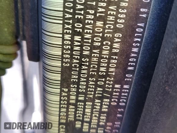 ✅ 2014 Volkswagen Beetle 1.8T • VIN: 3VWJ07ATXEM653653 • Lot: 85013035. Listed on Copart with Not provided. Free auction sales archive from the USA and detailed vehicle history report at DreamBid. Image 12.