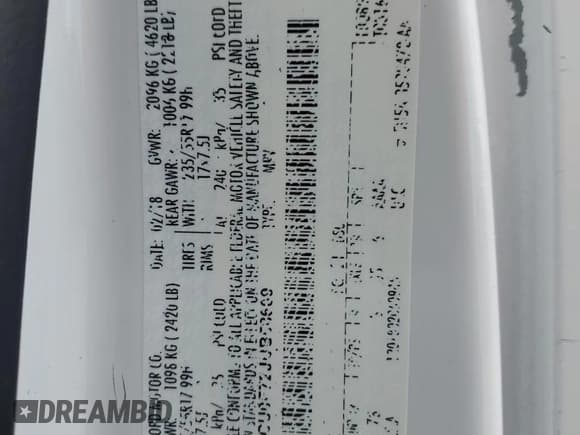 ✅ 2018 Ford Escape S • VIN: 1FMCU0F72JUB58609 • Lot: 92798325. Listed on Copart with 117,207 mi. Free auction sales archive from the USA and detailed vehicle history report at DreamBid. Image 13.