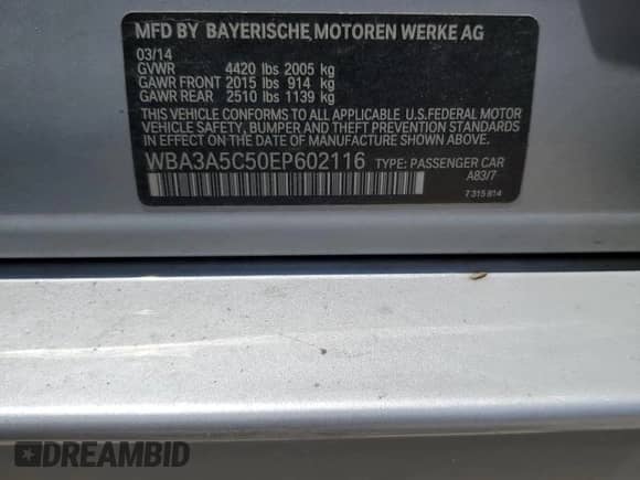 2014 BMW 3 Series 328i с VIN WBA3A5C50EP602116, выставлен на аукционе Copart как лот 61936515 с пробегом 145 862 миль миль и Списание • Salvage title. История ставок и продаж доступна на DreamBid. Изображение 12.