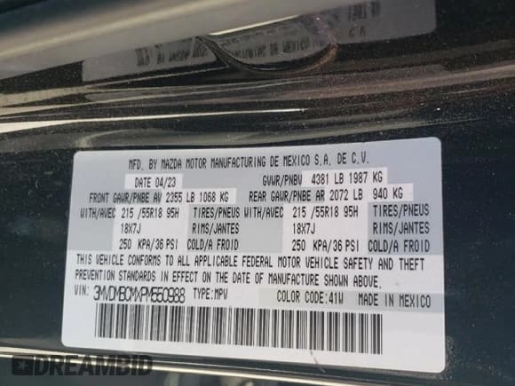 ✅ 2023 Mazda CX-30 S Preferred • VIN: 3MVDMBCMXPM550988 • Lot: 48462525. Listed on Copart with 20,317 mi. Free auction sales archive from the USA and detailed vehicle history report at DreamBid. Image 16.