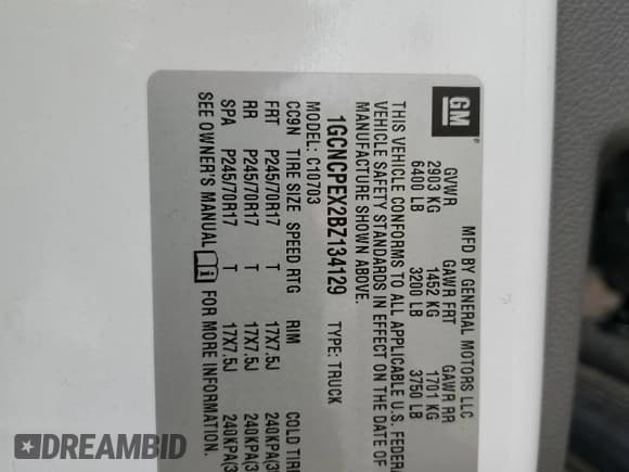 ✅ 2011 Chevrolet Silverado 1500 Work Truck • VIN: 1GCNCPEX2BZ134129 • Лот: 69746824. Опубликован ранее на Copart с пробегом 125 877 миль. Бесплатный доступ к архиву аукционных продаж из США и подробный отчёт об истории автомобиля на DreamBid. Изображение 12.