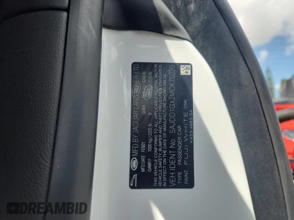 ✅ 2021 Jaguar F-Type P300 • VIN: SAJDD1GX2MCK75020 • Lot: 70875855. Wystawiony na Copart z przebiegiem 26 722 mil. Bezpłatny archiwum sprzedaży aukcyjnych z USA i szczegółowy raport historii pojazdu na DreamBid. Zdjęcie 12.