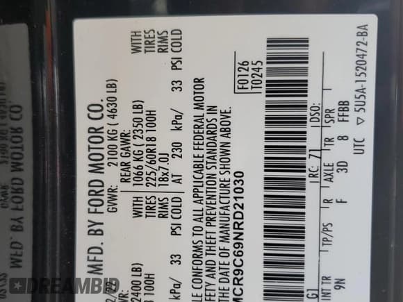 ✅ 2022 Ford Bronco Sport Outer Banks • VIN: 3FMCR9C69NRD21030 • Lot: 85835005. Listed on Copart with 46,744 mi. Free auction sales archive from the USA and detailed vehicle history report at DreamBid. Image 14.