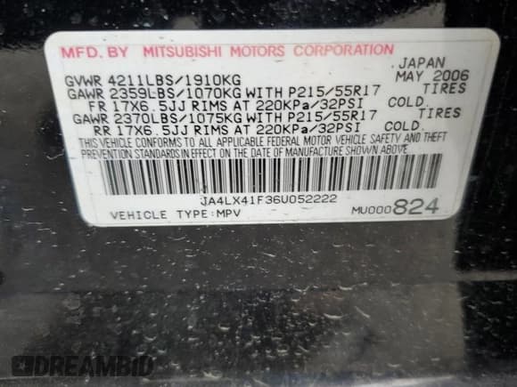 ✅ 2006 Mitsubishi Outlander SE • VIN: JA4LX41F36U052222 • Lot: 65640484. Wystawiony na Copart z przebiegiem 167 989 mil. Bezpłatny archiwum sprzedaży aukcyjnych z USA i szczegółowy raport historii pojazdu na DreamBid. Zdjęcie 15.