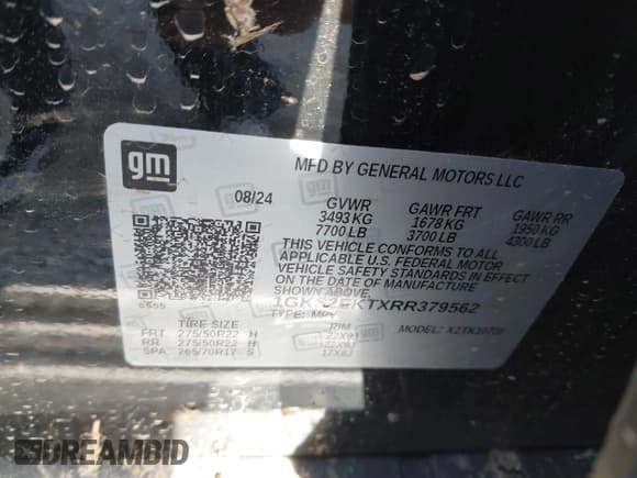 ✅ 2024 GMC Yukon • VIN: 1GKS2EKTXRR379562 • Lot: 41773476. Listed on IAAI with 7,928 mi. Free auction sales archive from the USA and detailed vehicle history report at DreamBid. Image 9.