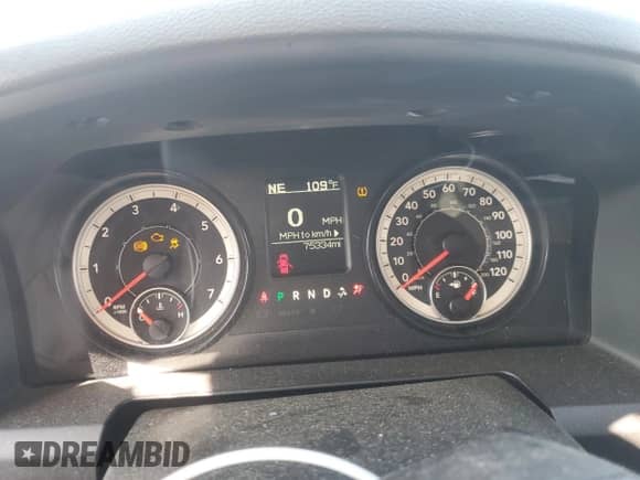 2016 Ram 1500 Express with VIN 3C6RR7KT2GG163629, listed as a Copart auction lot 70917385 with 75,334 mi miles and Salvage title. Bid and sale history available at DreamBid. Image 9.