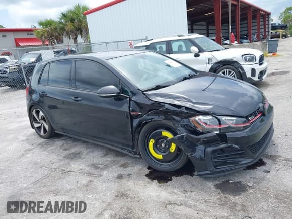 ✅ 2018 Volkswagen Golf GTI S • VIN: 3VW447AU7JM285078 • Lot: 42943571. Listed on IAAI with 66,276 mi. Free auction sales archive from the USA and detailed vehicle history report at DreamBid. Image 1.