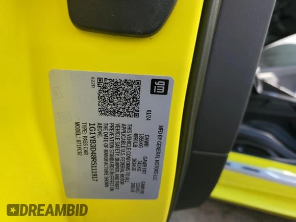 ✅ 2024 Chevrolet Corvette 2LT • VIN: 1G1YB3D48R5111917 • Lot: 46362005. Listed on Copart with Not provided. Free auction sales archive from the USA and detailed vehicle history report at DreamBid. Image 13.