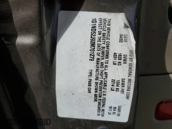 2002 Chevrolet Malibu z VIN 1G1ND52J92M701279, wystawiony jako Copart lot #45124455 z przebiegiem 99 718 mil mil oraz Czysty tytuł • Clean title. Historia ofert i sprzedaży dostępna na DreamBid. Obrazek 12.