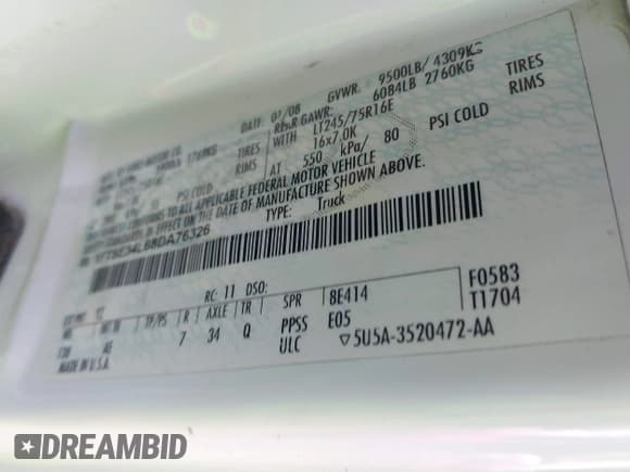 ✅ 2008 Ford Econoline Cargo Commercial • VIN: 1FTSE34L68DA76326 • Лот: 42059521. Опубликован ранее на IAAI с пробегом Не указан. Бесплатный доступ к архиву аукционных продаж из США и подробный отчёт об истории автомобиля на DreamBid. Изображение 9.