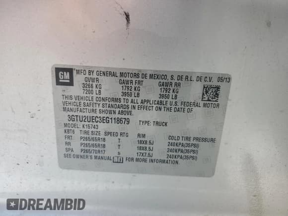 ✅ 2014 GMC Sierra 1500 SLE • VIN: 3GTU2UEC3EG118679 • Лот: 58321225. Опубликован ранее на Copart с пробегом 135 415 миль. Бесплатный доступ к архиву аукционных продаж из США и подробный отчёт об истории автомобиля на DreamBid. Изображение 12.