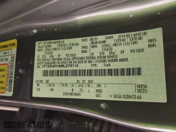 ✅ 2021 Ford Ranger XLT • VIN: 1FTER4FH8MLD78118 • Lot: 43112741. Listed on IAAI with 123,067 mi. Free auction sales archive from the USA and detailed vehicle history report at DreamBid. Image 9.