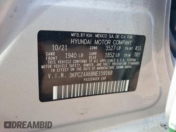 ✅ 2022 Hyundai Accent SEL • VIN: 3KPC24A68NE159168 • Лот: 58433884. Опубликован ранее на Copart с пробегом 73 035 миль. Бесплатный доступ к архиву аукционных продаж из США и подробный отчёт об истории автомобиля на DreamBid. Изображение 12.