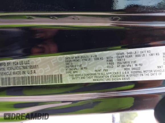 ✅ 2022 Jeep Wrangler Unlimited Sport S • VIN: 1C4HJXDG7NW195681 • Lot: 43256297. Listed on IAAI with 48,954 mi. Free auction sales archive from the USA and detailed vehicle history report at DreamBid. Image 9.