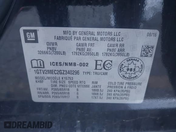 ✅ 2016 GMC Sierra 1500 SLE • VIN: 1GTV2MEC2GZ340296 • Lot: 43402664. Listed on IAAI with 148,599 mi. Free auction sales archive from the USA and detailed vehicle history report at DreamBid. Image 9.