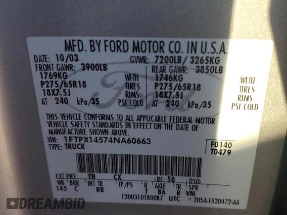 ✅ 2004 Ford F-150 XLT • VIN: 1FTPX14574NA60663 • Lot: 86195855. Wystawiony na Copart z przebiegiem 86 753 mil. Bezpłatny archiwum sprzedaży aukcyjnych z USA i szczegółowy raport historii pojazdu na DreamBid. Zdjęcie 12.