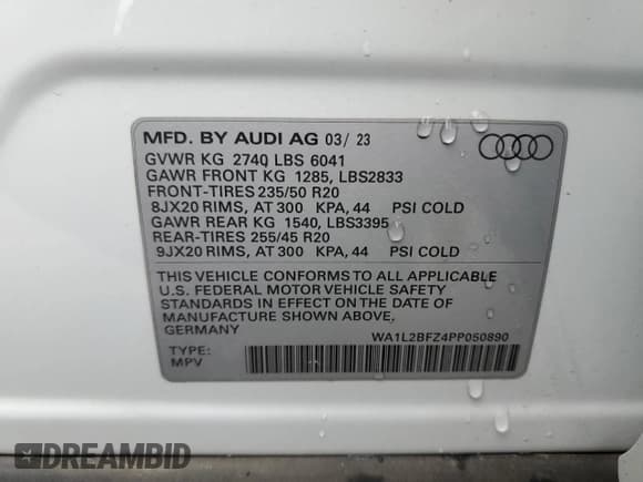 ✅ 2023 Audi Q4 e-tron Premium Plus • VIN: WA1L2BFZ4PP050890 • Лот: 51277415. Опубликован ранее на Copart с пробегом 8 395 миль. Бесплатный доступ к архиву аукционных продаж из США и подробный отчёт об истории автомобиля на DreamBid. Изображение 13.