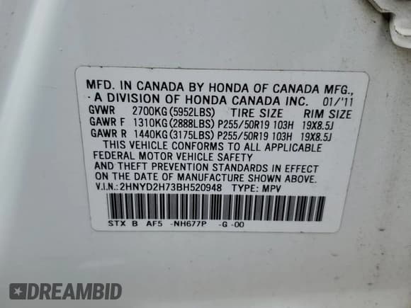 ✅ 2011 Acura MDX Advance • VIN: 2HNYD2H73BH520948 • Lot: 67675605. Listed on Copart with Not provided. Free auction sales archive from the USA and detailed vehicle history report at DreamBid. Image 14.