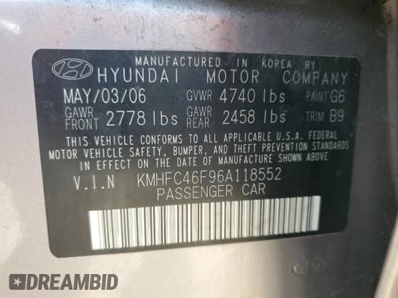 2006 Hyundai Azera SE с VIN KMHFC46F96A118552, выставлен на аукционе Copart как лот 50934395 с пробегом 122 210 миль миль и Списание • Salvage title. История ставок и продаж доступна на DreamBid. Изображение 12.