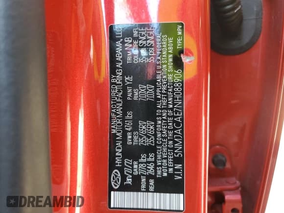 ✅ 2022 Hyundai Tucson SE • VIN: 5NMJACAE7NH088906 • Лот: 82150675. Опубликован ранее на Copart с пробегом 23 231 миль. Бесплатный доступ к архиву аукционных продаж из США и подробный отчёт об истории автомобиля на DreamBid. Изображение 13.