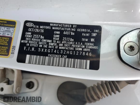 ✅ 2017 Kia Optima LX • VIN: 5XXGT4L32HG127846 • Lot: 90377605. Wystawiony na Copart z przebiegiem 154 126 mil. Bezpłatny archiwum sprzedaży aukcyjnych z USA i szczegółowy raport historii pojazdu na DreamBid. Zdjęcie 13.