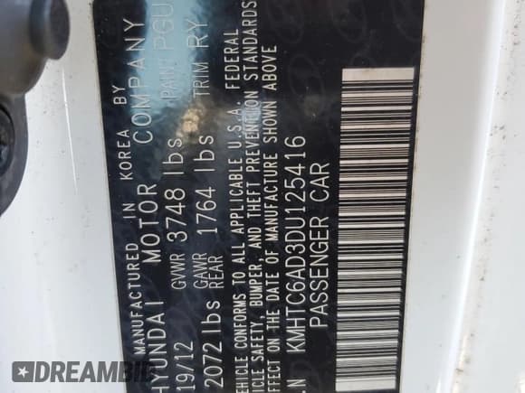 ✅ 2013 Hyundai Veloster w/Black Int • VIN: KMHTC6AD3DU125416 • Lot: 41410175. Wystawiony na Copart z przebiegiem 77 546 mil. Bezpłatny archiwum sprzedaży aukcyjnych z USA i szczegółowy raport historii pojazdu na DreamBid. Zdjęcie 12.