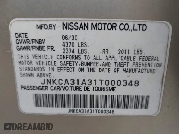 ✅ 2001 Infiniti I30 Luxury • VIN: JNKCA31A31T000348 • Lot: 41948369. Listed on IAAI with 181,394 mi. Free auction sales archive from the USA and detailed vehicle history report at DreamBid. Image 9.