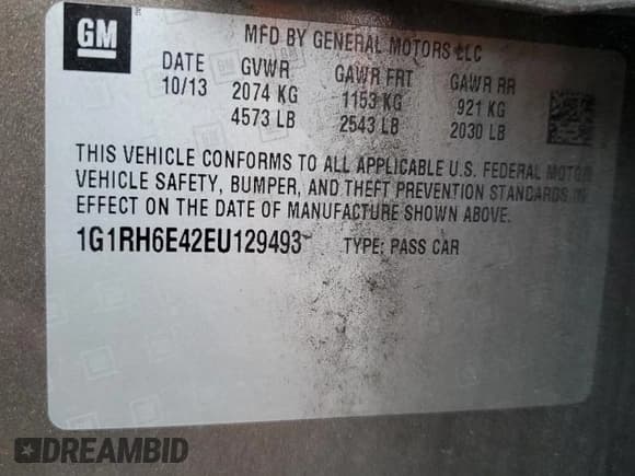 ✅ 2014 Chevrolet Volt • VIN: 1G1RH6E42EU129493 • Lot: 81791964. Wystawiony na Copart z przebiegiem 178 761 mil. Bezpłatny archiwum sprzedaży aukcyjnych z USA i szczegółowy raport historii pojazdu na DreamBid. Zdjęcie 12.
