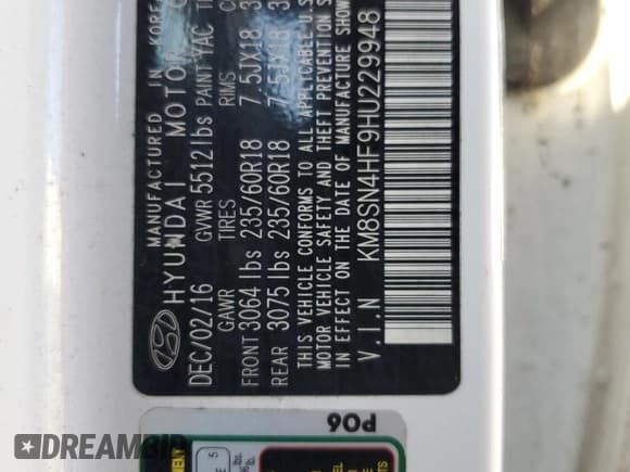 ✅ 2017 Hyundai Santa Fe SE • VIN: KM8SN4HF9HU229948 • Лот: 89809455. Опубликован ранее на Copart с пробегом 135 013 миль. Бесплатный доступ к архиву аукционных продаж из США и подробный отчёт об истории автомобиля на DreamBid. Изображение 13.