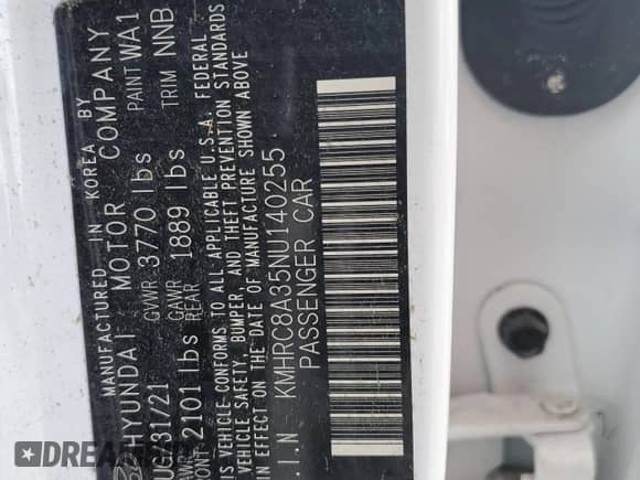 2022 Hyundai Venue SEL с VIN KMHRC8A35NU140255, выставлен на аукционе Copart как лот 74215444 с пробегом Не указан миль и Списание • Salvage title. История ставок и продаж доступна на DreamBid. Изображение 13.