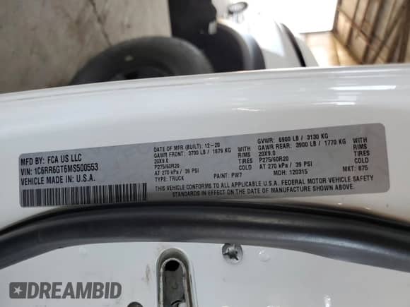 2021 Ram 1500 Warlock z VIN 1C6RR6GT6MS500553, wystawiony jako Copart lot #67321215 z przebiegiem Nie podano mil oraz Szkoda całkowita • Salvage title. Historia ofert i sprzedaży dostępna na DreamBid. Obrazek 12.