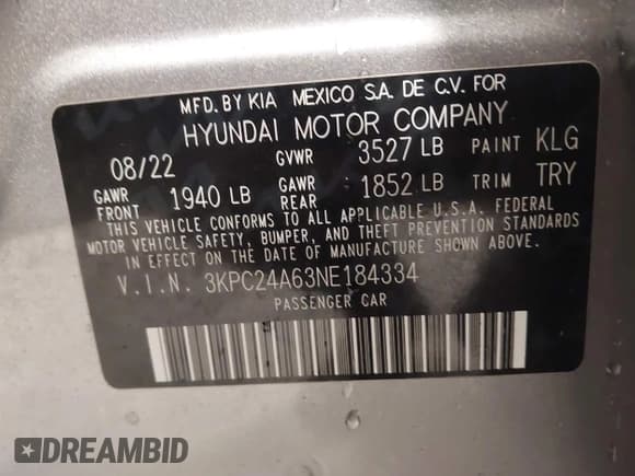 ✅ 2022 Hyundai Accent SE • VIN: 3KPC24A63NE184334 • Лот: 41193590. Опубликован ранее на IAAI с пробегом 32 415 миль. Бесплатный доступ к архиву аукционных продаж из США и подробный отчёт об истории автомобиля на DreamBid. Изображение 9.