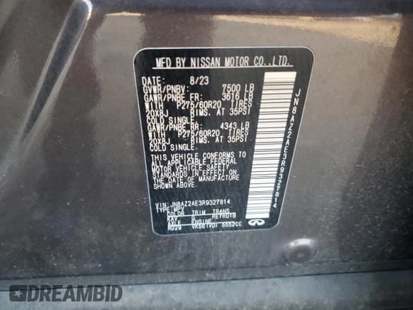 ✅ 2024 Infiniti QX80 Luxe • VIN: JN8AZ2AE3R9327814 • Lot: 91660215. Listed on Copart with 53,907 mi. Free auction sales archive from the USA and detailed vehicle history report at DreamBid. Image 13.