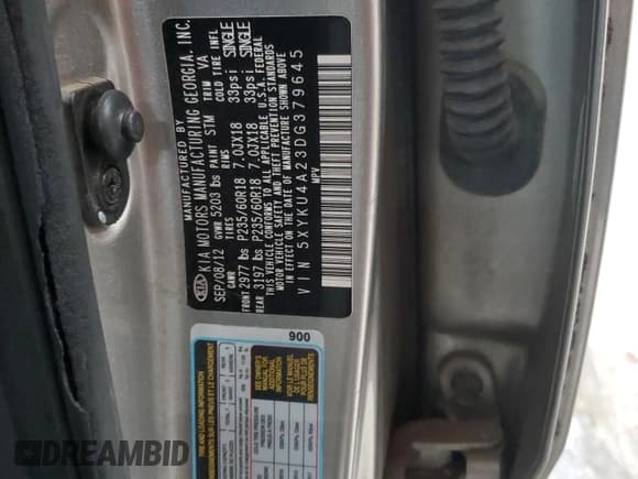 ✅ 2013 Kia Sorento EX • VIN: 5XYKU4A23DG379645 • Лот: 89526405. Опубликован ранее на Copart с пробегом 211 031 миль. Бесплатный доступ к архиву аукционных продаж из США и подробный отчёт об истории автомобиля на DreamBid. Изображение 13.