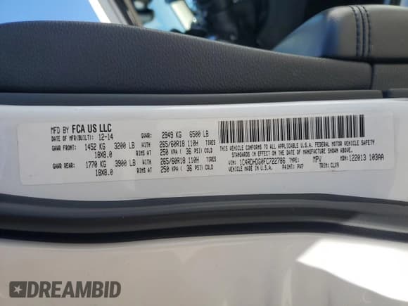 ✅ 2015 Dodge Durango Limited • VIN: 1C4RDHDG0FC722786 • Лот: 85164145. Опубликован ранее на Copart с пробегом 162 286 миль. Бесплатный доступ к архиву аукционных продаж из США и подробный отчёт об истории автомобиля на DreamBid. Изображение 14.