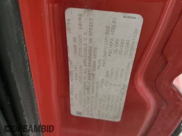 ✅ 1995 Chevrolet S-10 LS • VIN: 1GCCS19Z2S8114035 • Лот: 51963565. Опубликован ранее на Copart с пробегом 485 818 миль. Бесплатный доступ к архиву аукционных продаж из США и подробный отчёт об истории автомобиля на DreamBid. Изображение 12.