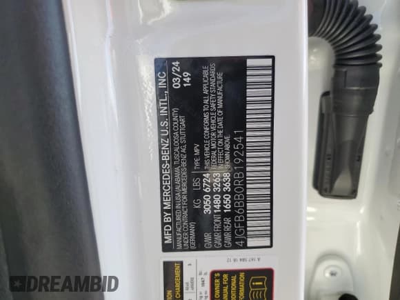 ✅ 2024 Mercedes-Benz GLE 53 AMG • VIN: 4JGFB6BB0RB192541 • Лот: 82535865. Опубликован ранее на Copart с пробегом 14 124 миль. Бесплатный доступ к архиву аукционных продаж из США и подробный отчёт об истории автомобиля на DreamBid. Изображение 12.