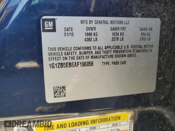 ✅ 2010 Chevrolet Malibu 1LS • VIN: 1G1ZB5EB6AF196056 • Lot: 89739015. Wystawiony na Copart z przebiegiem 140 860 mil. Bezpłatny archiwum sprzedaży aukcyjnych z USA i szczegółowy raport historii pojazdu na DreamBid. Zdjęcie 12.