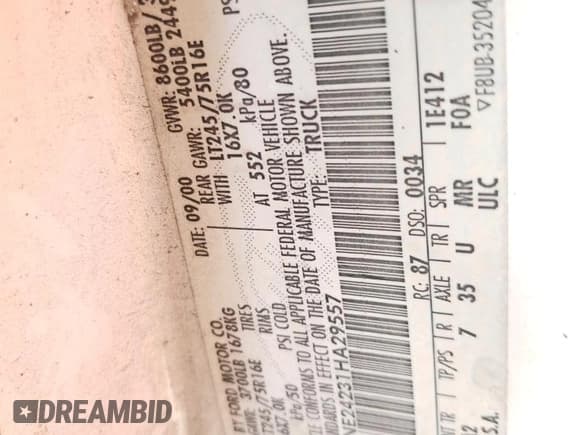 ✅ 2001 Ford Econoline Cargo • VIN: 1FTNE24231HA29557 • Lot: 42740215. Wystawiony na Copart z przebiegiem 261 122 mil. Bezpłatny archiwum sprzedaży aukcyjnych z USA i szczegółowy raport historii pojazdu na DreamBid. Zdjęcie 12.